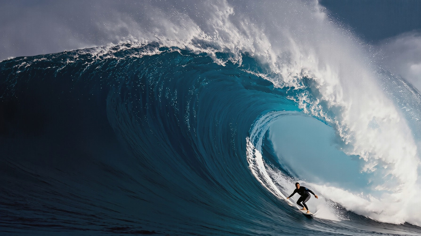 Big wave surfing scene